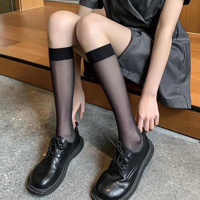 Woman Girls JK Cute Lolita Long Socks Summer Ultra Thin Knee High Kawaii Socks Fashion Cosplay Sexy Nylon Transparent Stockings